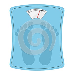 Bathroom weight scale with feet track, stock vector illustration