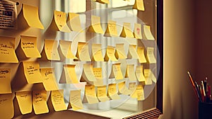 bathroom yellow post it notes