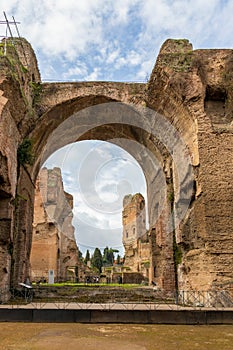 Baths of Caracalla, ancient ruins of roman public thermae in Rome, Italy