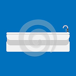 Bathtub bathroom vector icon side view design. Water hygiene cartoon interior shower relax. Ceramic laundered furniture