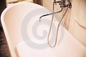 Bathtub faucet in the bathroom