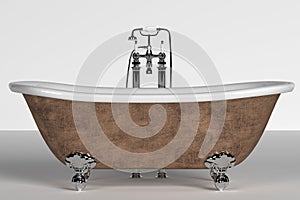 Bathtub and faucet on white background