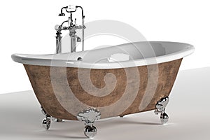 Bathtub and faucet on white background