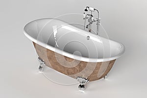 Bathtub and faucet on white background