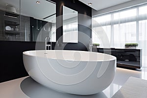 Bathtub and faucet on white background