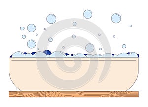 Bathtub with foamy water 2D linear cartoon object