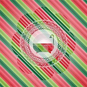 Bathtub icon inside christmas badge background.  EPS10