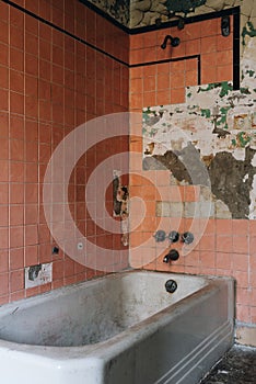 Bathtub with Retro Pink Tiles - Ohio State Reformatory Prison - Mansfield, Ohio