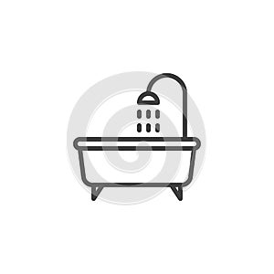 Bathtub shower line icon