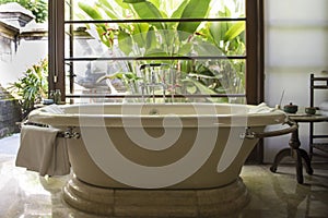 Bathtub in villa of resort, Bali