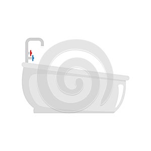 Bathtube with water tap icon, flat style photo