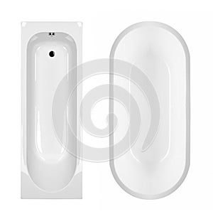 Bathtubs isolated on white