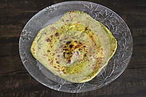 Bathua paratha on plate