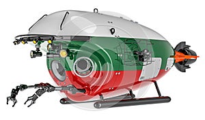 Bathyscaphe with Bulgarian flag. Marine geology, oceanography in Bulgaria, 3D rendering