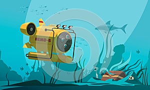 Bathyscaphe Diving Flat Composition