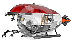 Bathyscaphe with Egyptian flag. Marine geology, oceanography in Egypt, 3D rendering