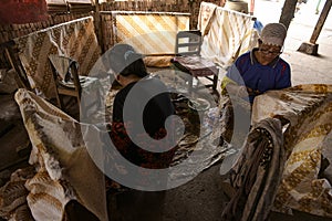 Batik artisans in Sukoharjo, Central Java, Indonesia.