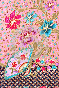 The Batik sarong pattern background in Thailand, traditional batik sarong in Asian