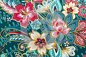 The Batik sarong pattern background in Thailand, traditional batik sarong in Asian