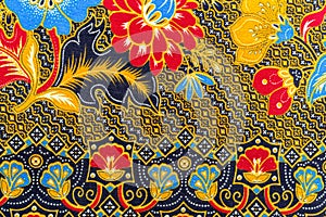 The Batik sarong pattern background in Thailand, traditional batik sarong in Asian