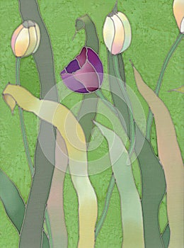 Batik tulips background