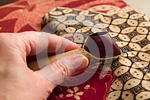 Batik work with canting