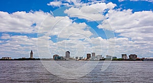 Baton rouge downtown skyline across mississippi river