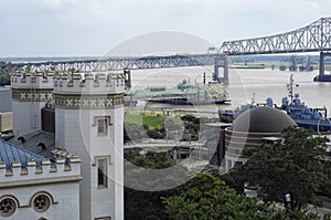 Baton Rouge, LA waterfront with Old State Capitol