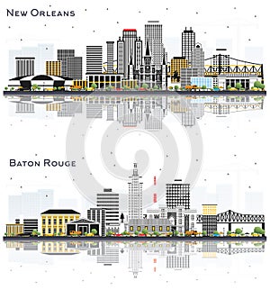 Baton Rouge and New Orleans Louisiana City Skyline Set