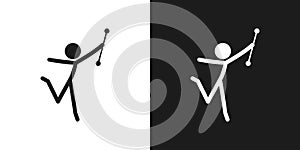 Baton twirling icon pictogram vector design. Stick figure man baton twirler or majorette vector icon sign symbol pictogram