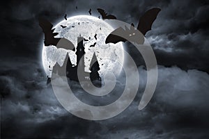Bats flying from draculas castle