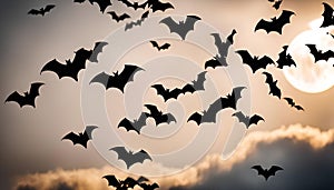 Bats Flying in Front of the Moon