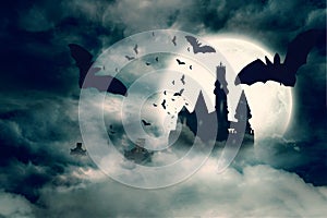 Bats flying to draculas castle