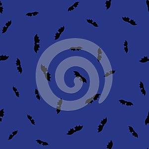 Bats silhouettes halloween seamless vector pattern