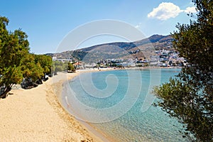 Batsi beach in Andros, Greece