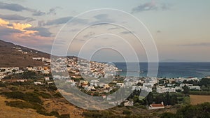 Batsi village in Andros island in Greece.