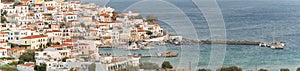 Batsi village at Andros island in Greece. Panoramic view.