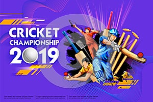 Batsman and bowler playing cricket championship sports 2019