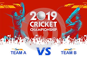 Batsman and bowler playing cricket championship sports 2019