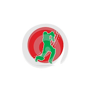 Batsman playing cricket. Cricket competition logo