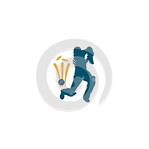 Batsman playing cricket. Cricket competition logo.