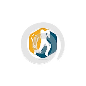 Batsman playing cricket. Cricket competition logo.