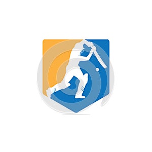 Batsman playing cricket. Cricket competition logo.