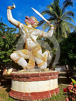 Battambang, Cambodia, January 02, 2020: statue temple figure