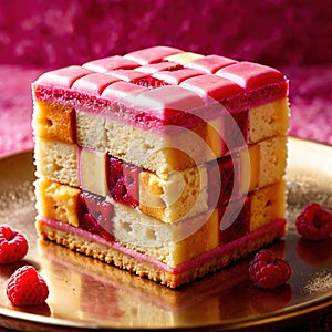 Battenberg Cake , traditional popular sweet dessert cake