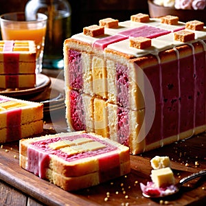 Battenberg Cake , traditional popular sweet dessert cake