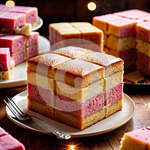 Battenberg Cake , traditional popular sweet dessert cake