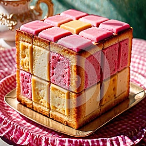 Battenberg Cake , traditional popular sweet dessert cake