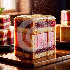 Battenberg Cake , traditional popular sweet dessert cake