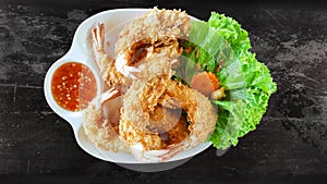 Batter-fried prawns, seafood samui